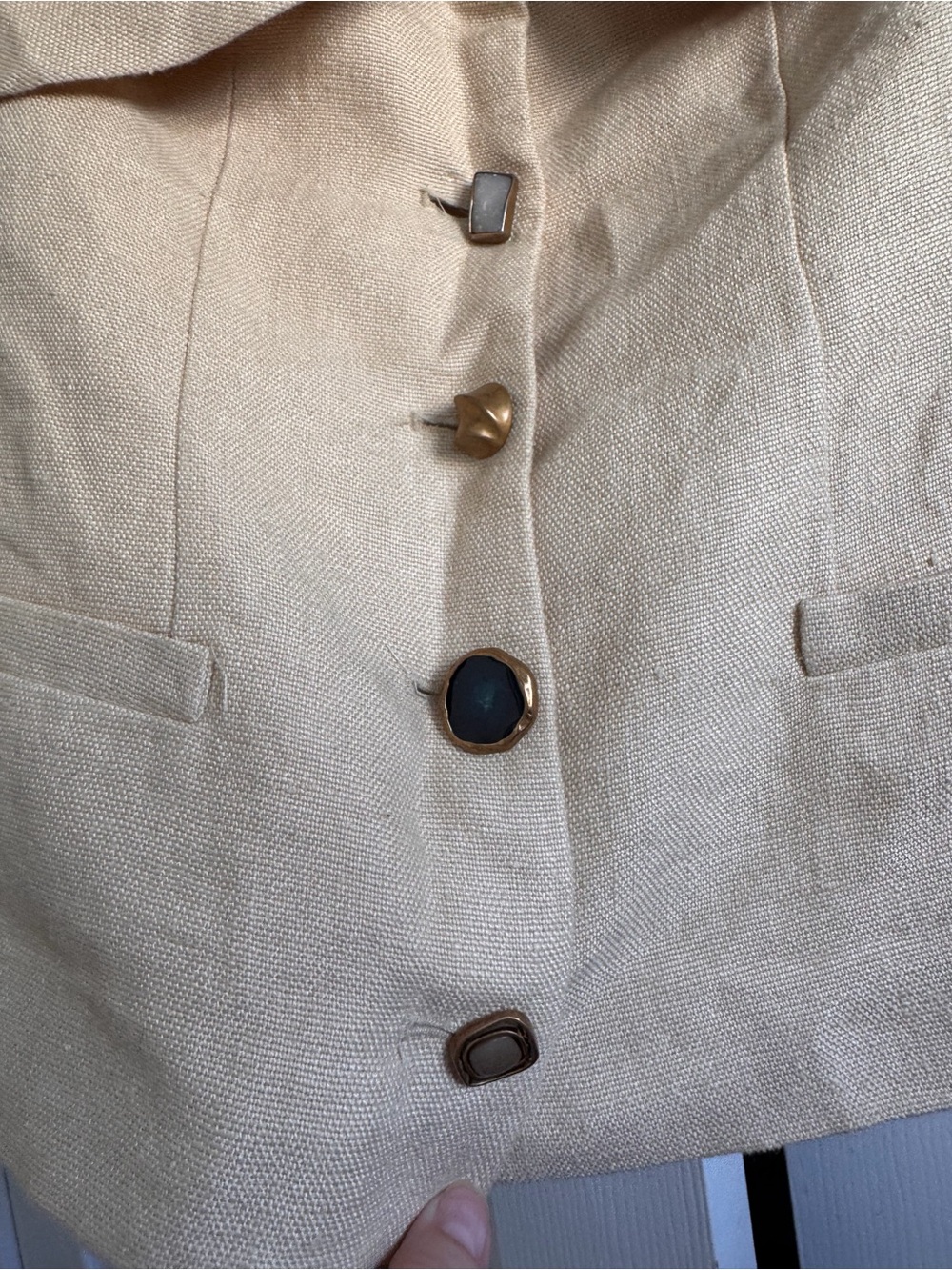 Zara Linen Off-Shoulder Cream Rock Button Front Top Sz S Office Date Natural - Picture 5 of 9